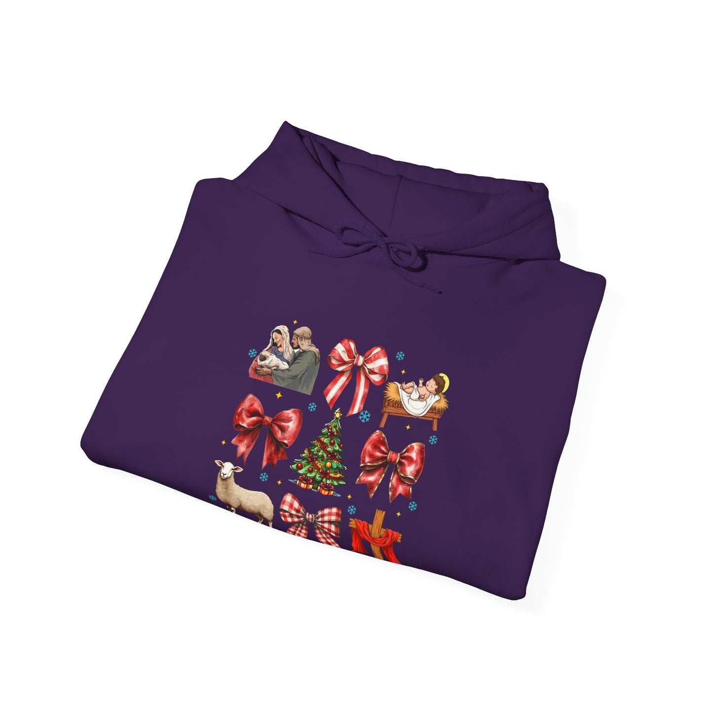 Christmas Bow & Reindeer Hoodie — Festive Holiday Graphic Sweatshirt