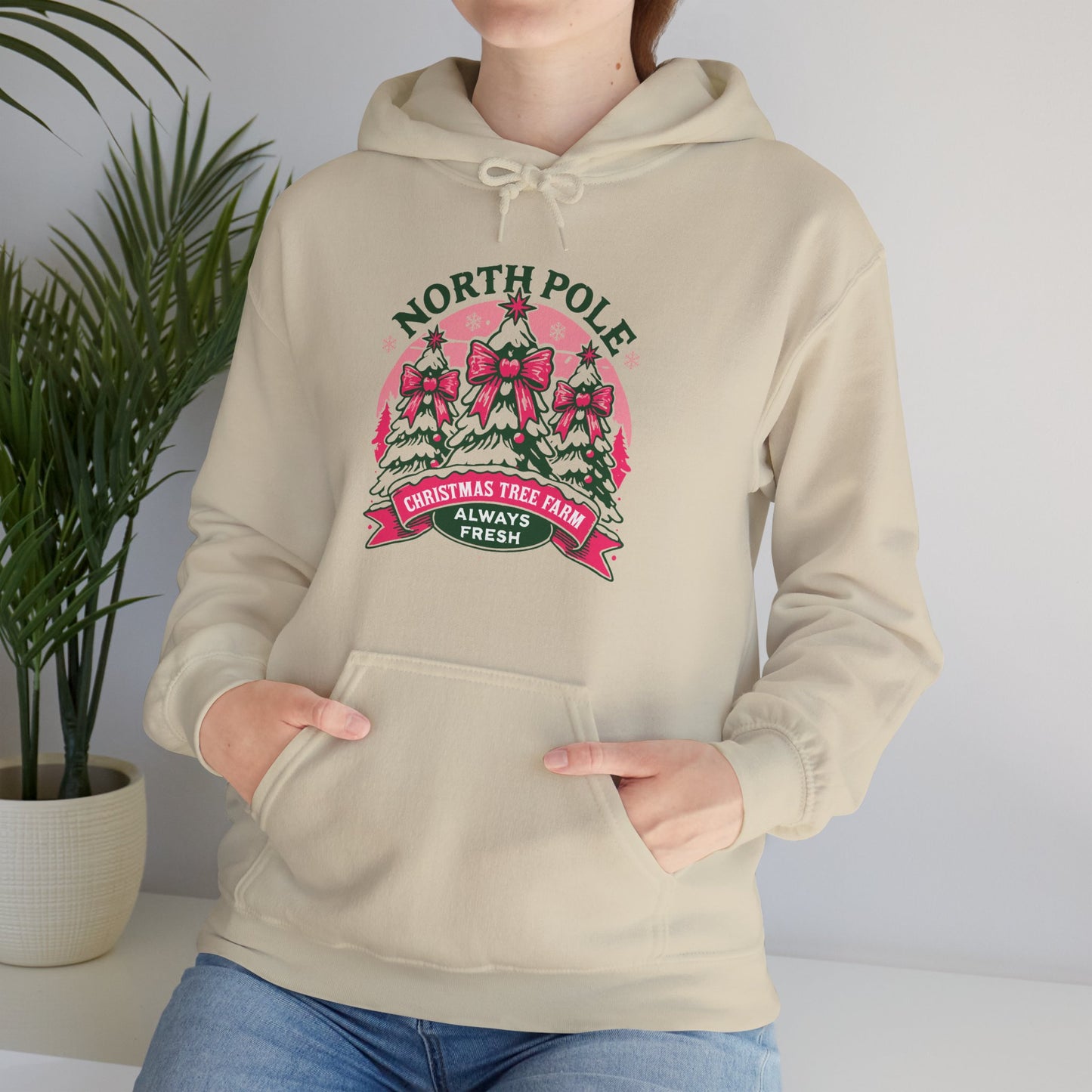 North Pole Christmas Tree Farm Hoodie - Vintage Holiday Winter Sweatshirt