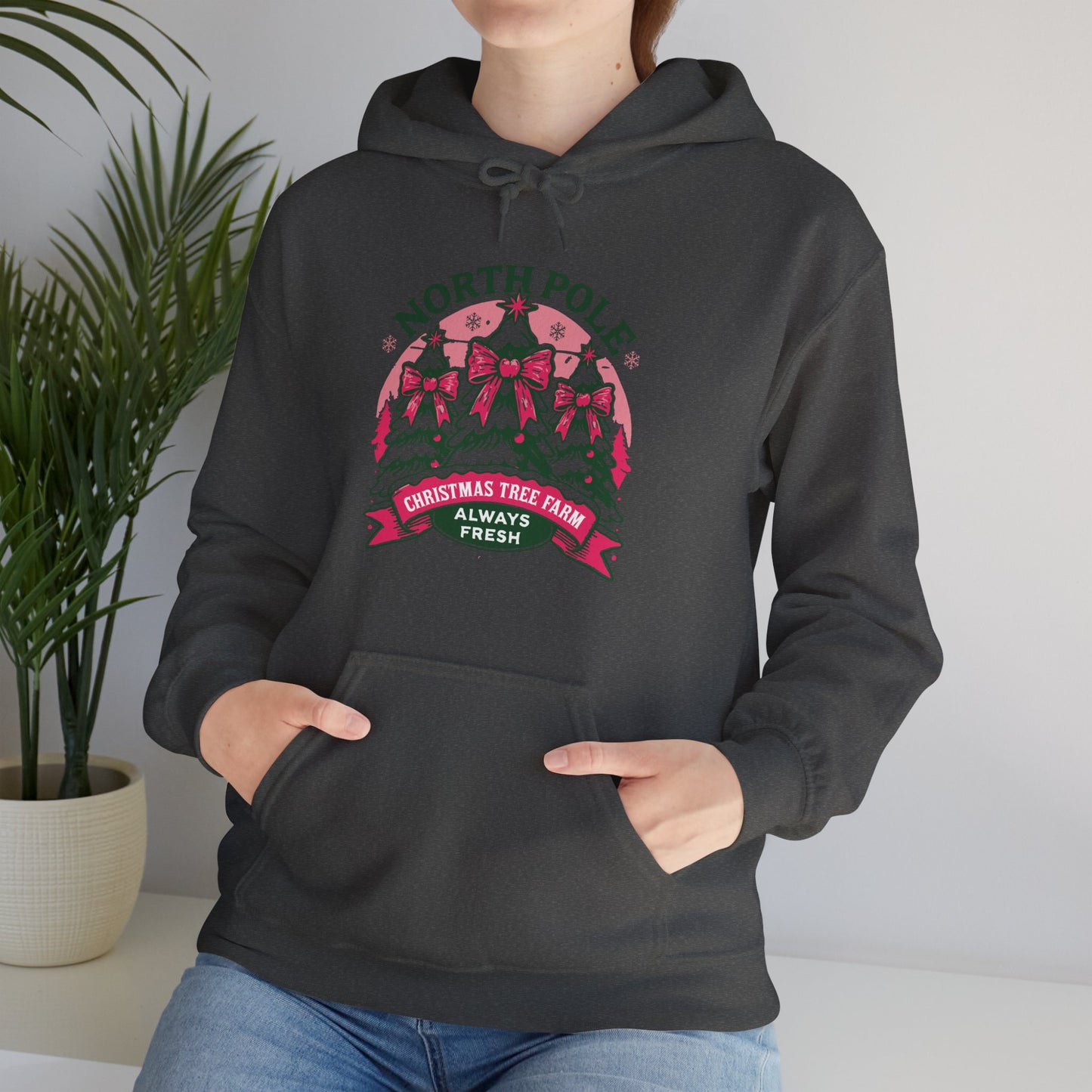 North Pole Christmas Tree Farm Hoodie - Vintage Holiday Winter Sweatshirt