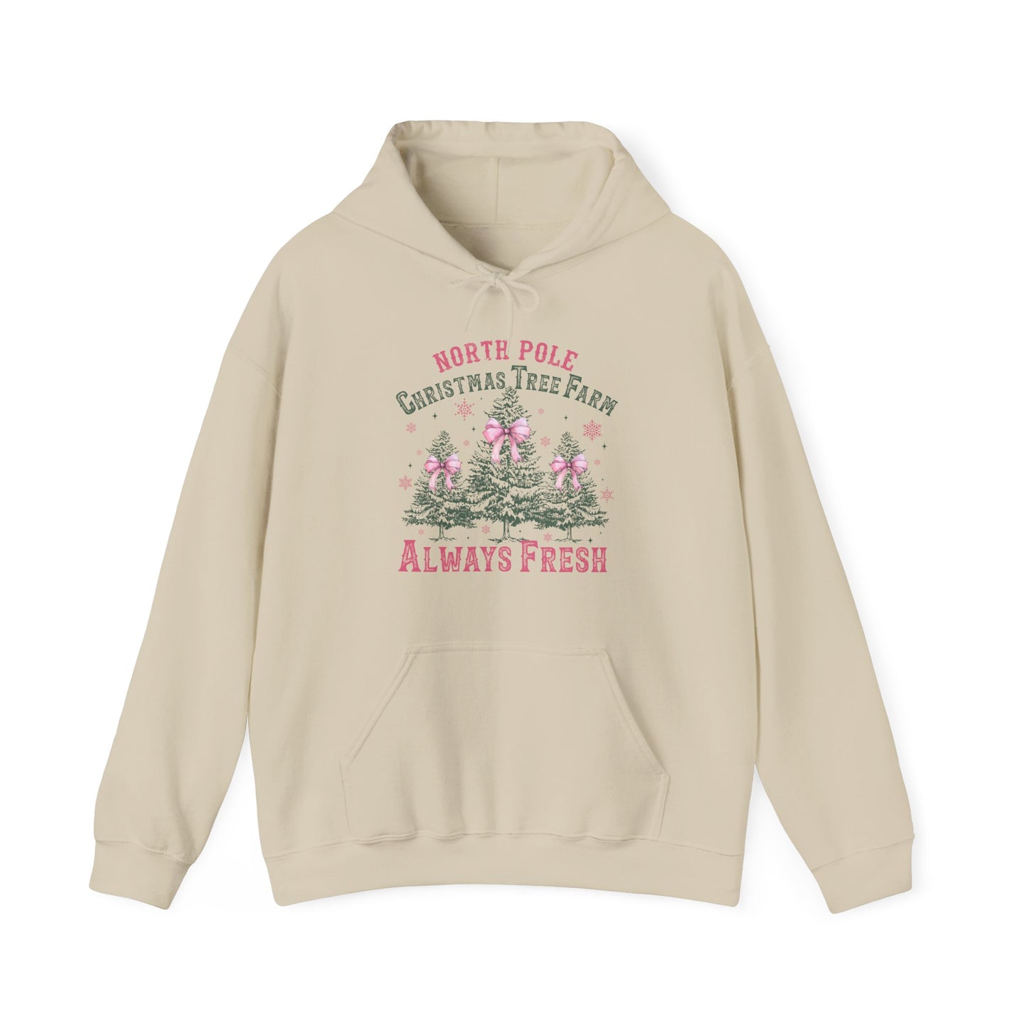 Christmas Tree Farm Hoodie - "North Pole Christmas Tree Farm Always Fresh" Cozy Holiday Pullover