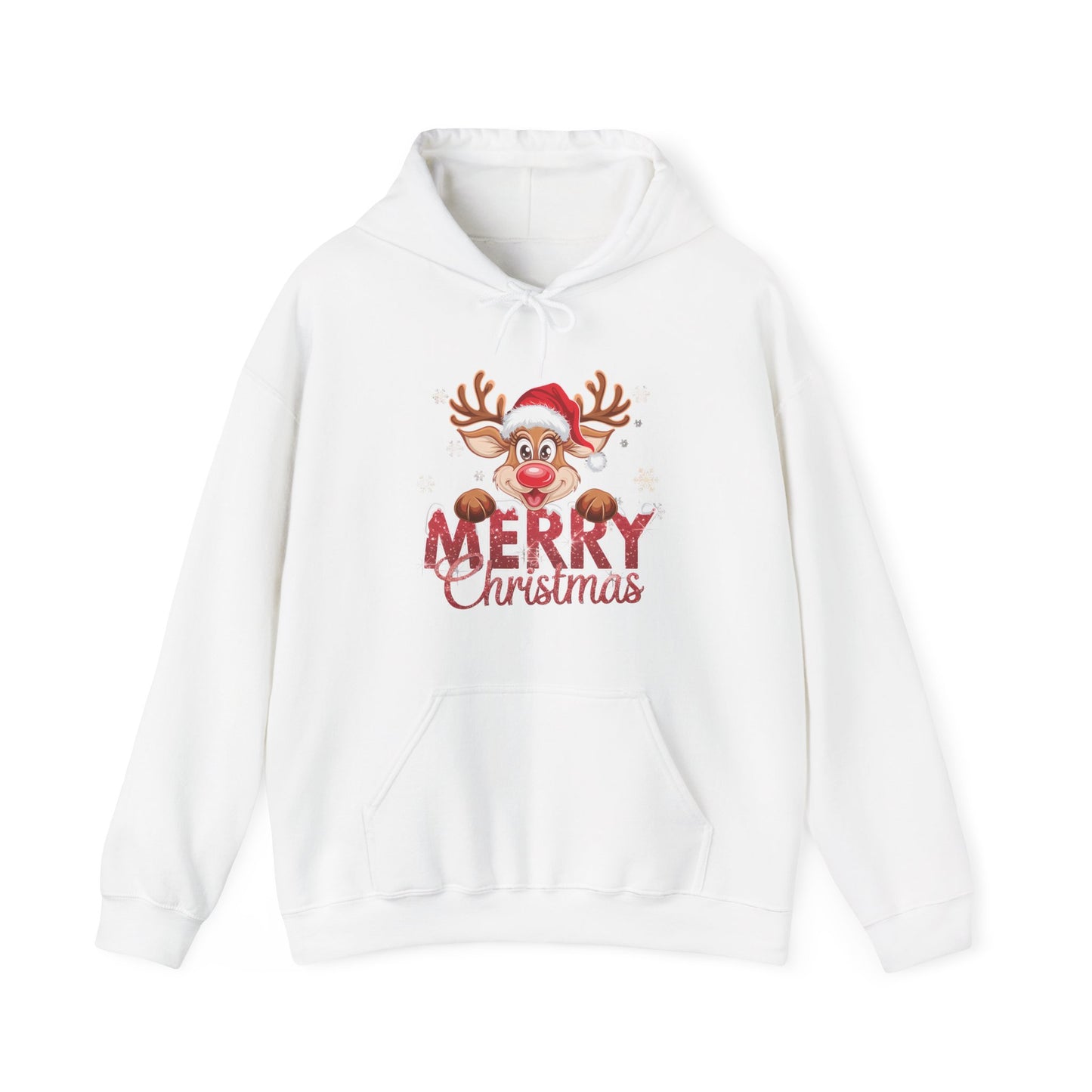 Christmas Reindeer Hoodie - 'Merry Christmas' Cute Santa Reindeer Holiday Sweatshirt