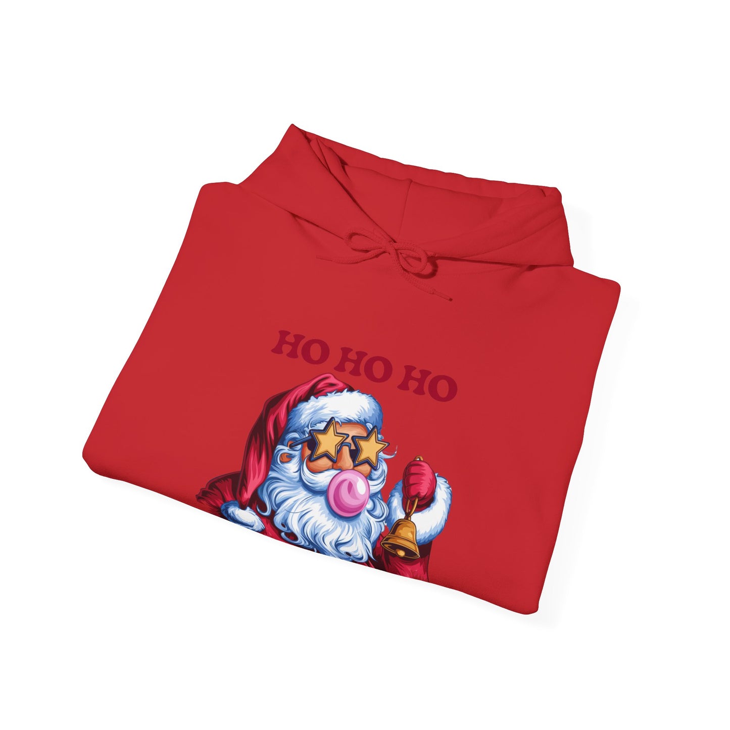 Santa 'Ho Ho Ho' Graphic Hoodie — Festive Retro Santa Pullover for Christmas