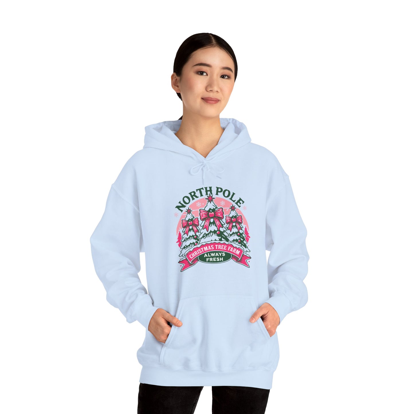 North Pole Christmas Tree Farm Hoodie - Vintage Holiday Winter Sweatshirt