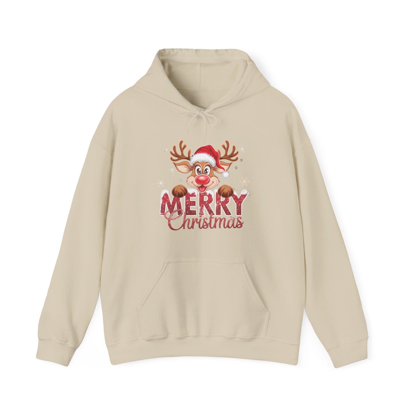 Christmas Reindeer Hoodie - 'Merry Christmas' Cute Santa Reindeer Holiday Sweatshirt