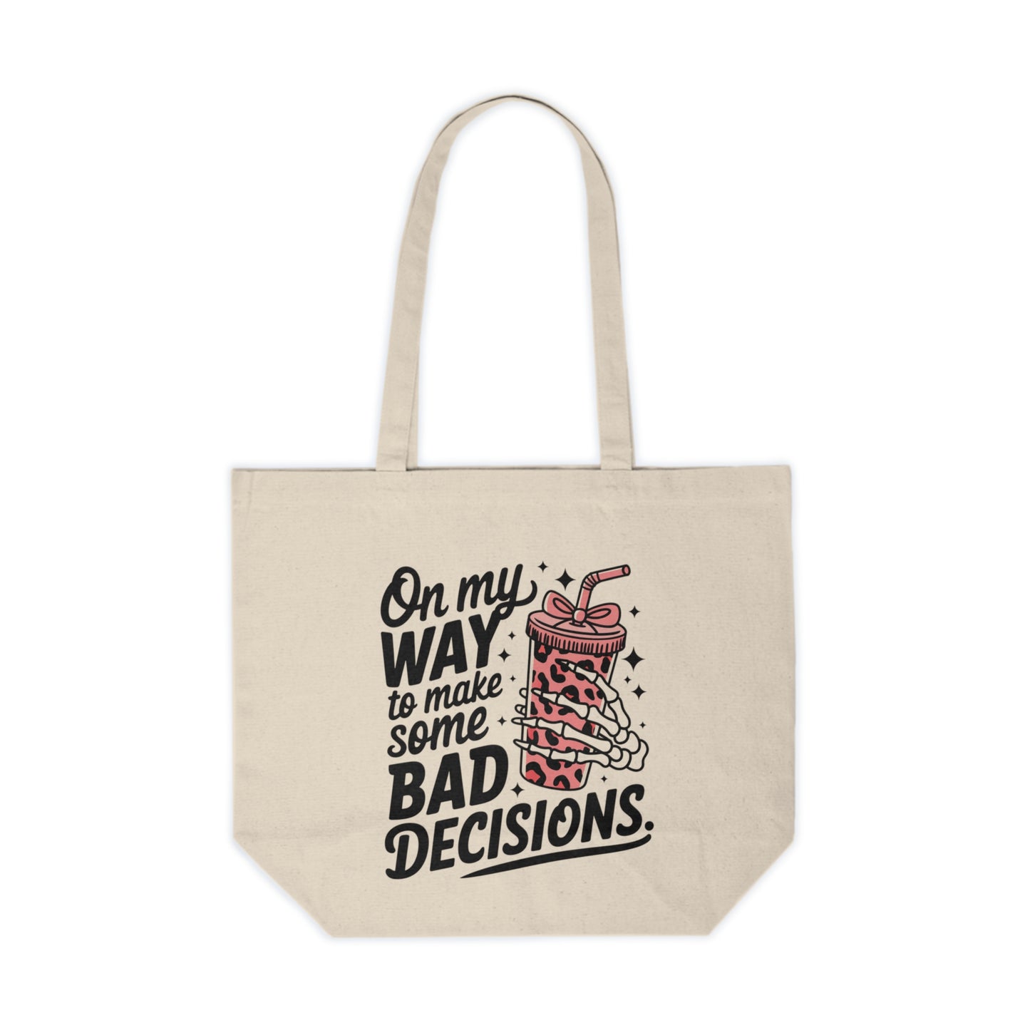 Canvas Tote — "On My Way to Make Some Bad Decisions" Funny Milkshake Graphic