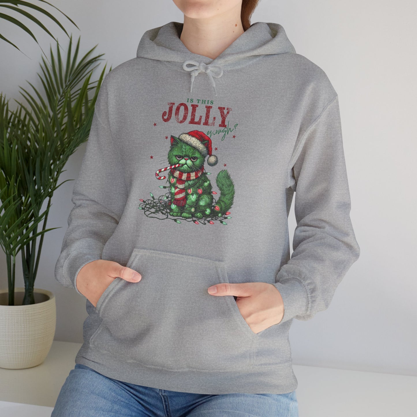 Holiday Dino Hoodie - "Be Jolly" Cute Christmas T-Rex Sweatshirt