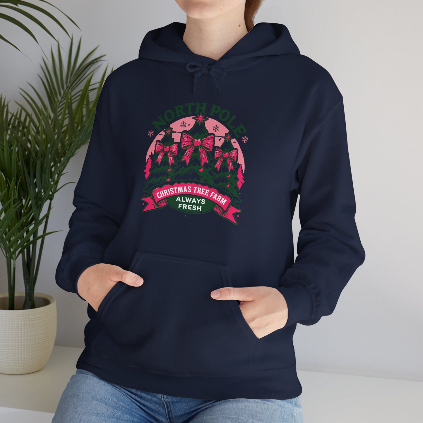 North Pole Christmas Tree Farm Hoodie - Vintage Holiday Winter Sweatshirt