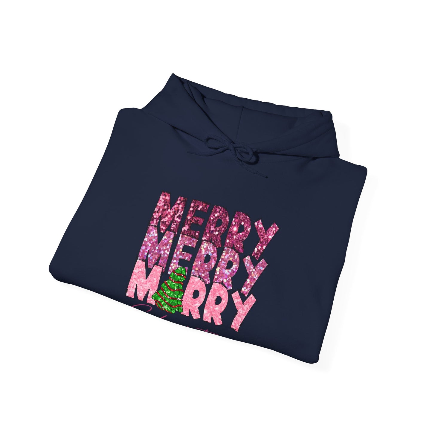 Merry Merry Merry Christmas Hoodie — Festive Floral Holiday Sweatshirt
