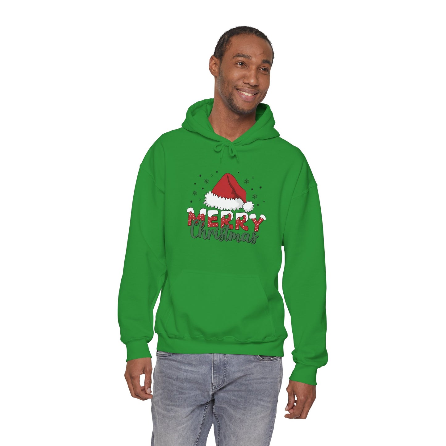 Christmas Hoodie - 'Merry Christmas' Santa Hat Holiday Sweatshirt