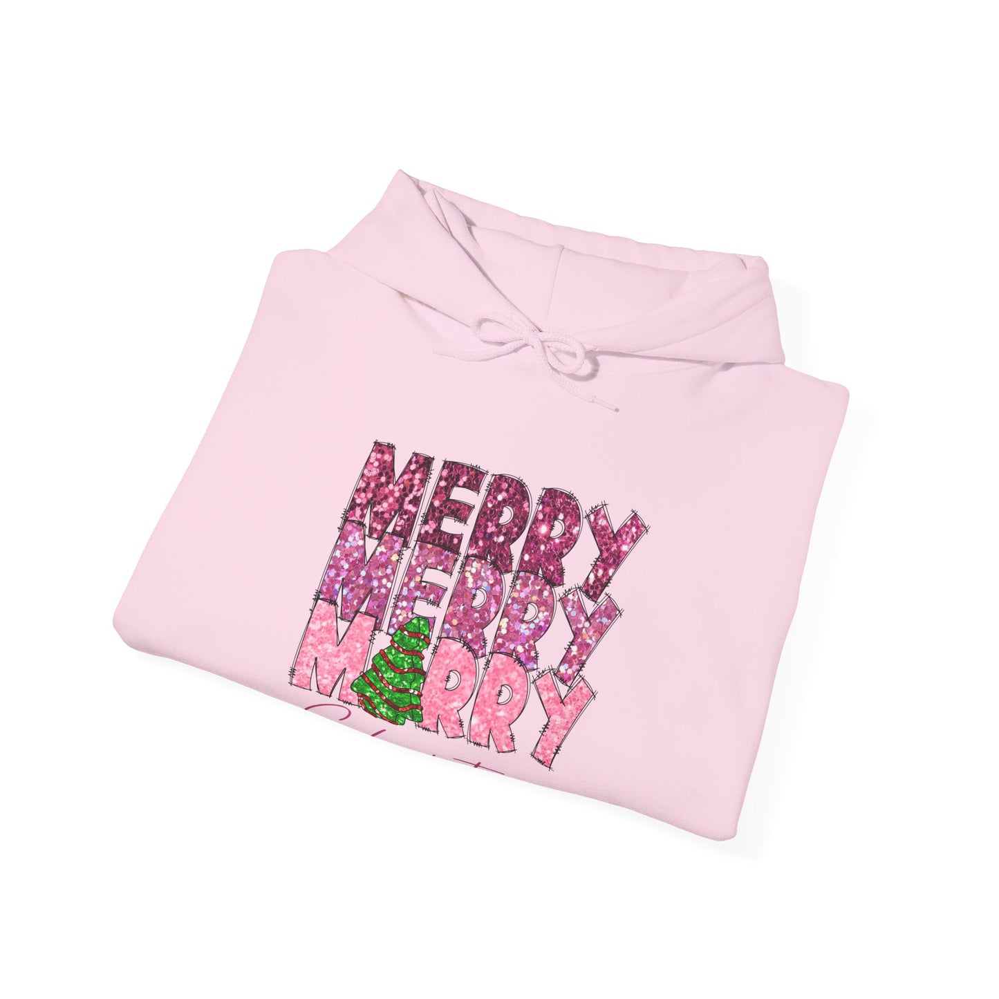 Merry Merry Merry Christmas Hoodie — Festive Floral Holiday Sweatshirt