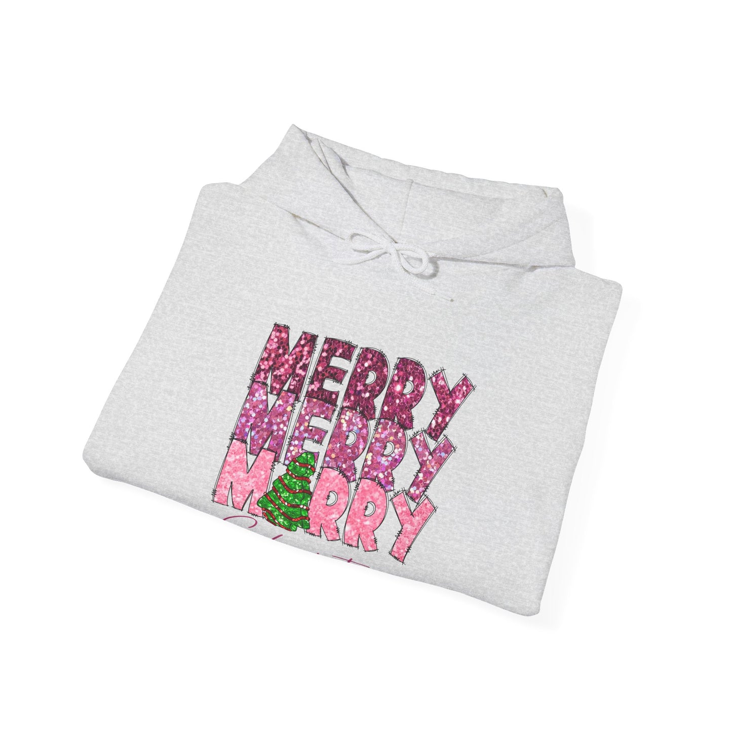 Merry Merry Merry Christmas Hoodie — Festive Floral Holiday Sweatshirt