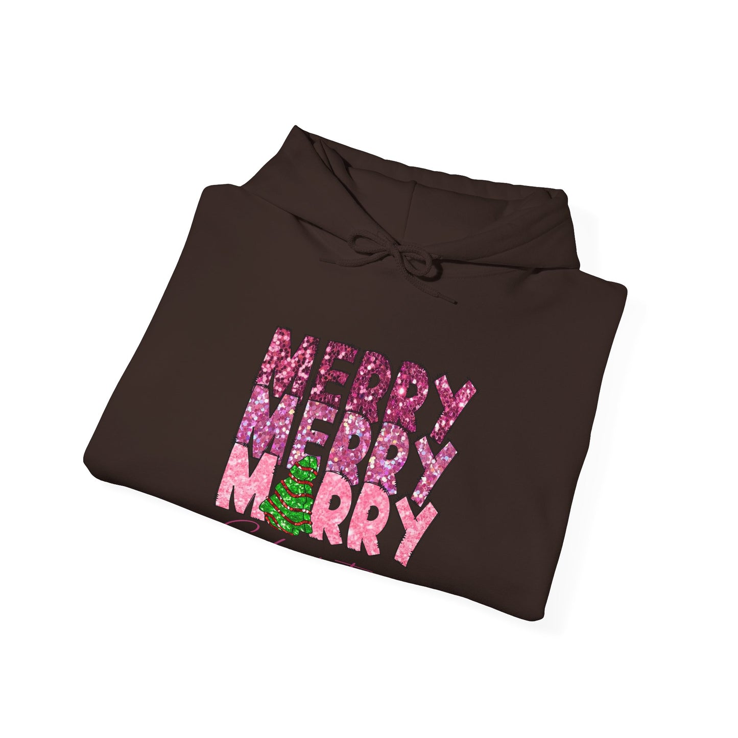Merry Merry Merry Christmas Hoodie — Festive Floral Holiday Sweatshirt