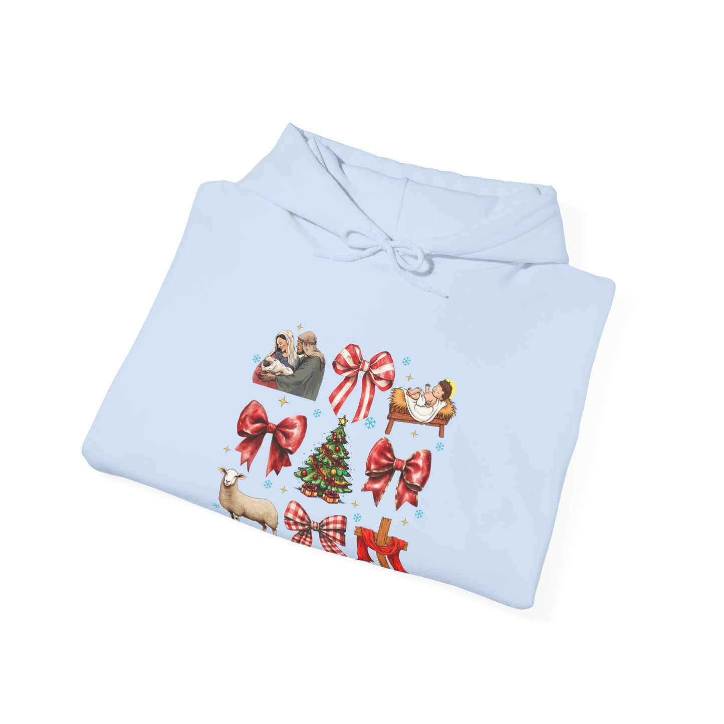 Christmas Bow & Reindeer Hoodie — Festive Holiday Graphic Sweatshirt