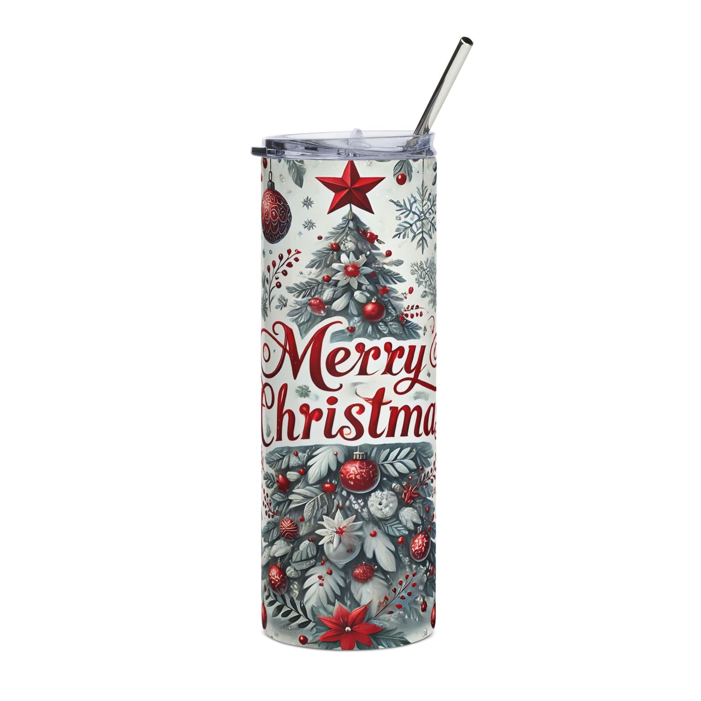 Christmas Tree 20oz Stainless Tumbler — "Merry Christmas" Holiday Travel Cup