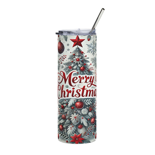 Christmas Tree 20oz Stainless Tumbler — "Merry Christmas" Holiday Travel Cup