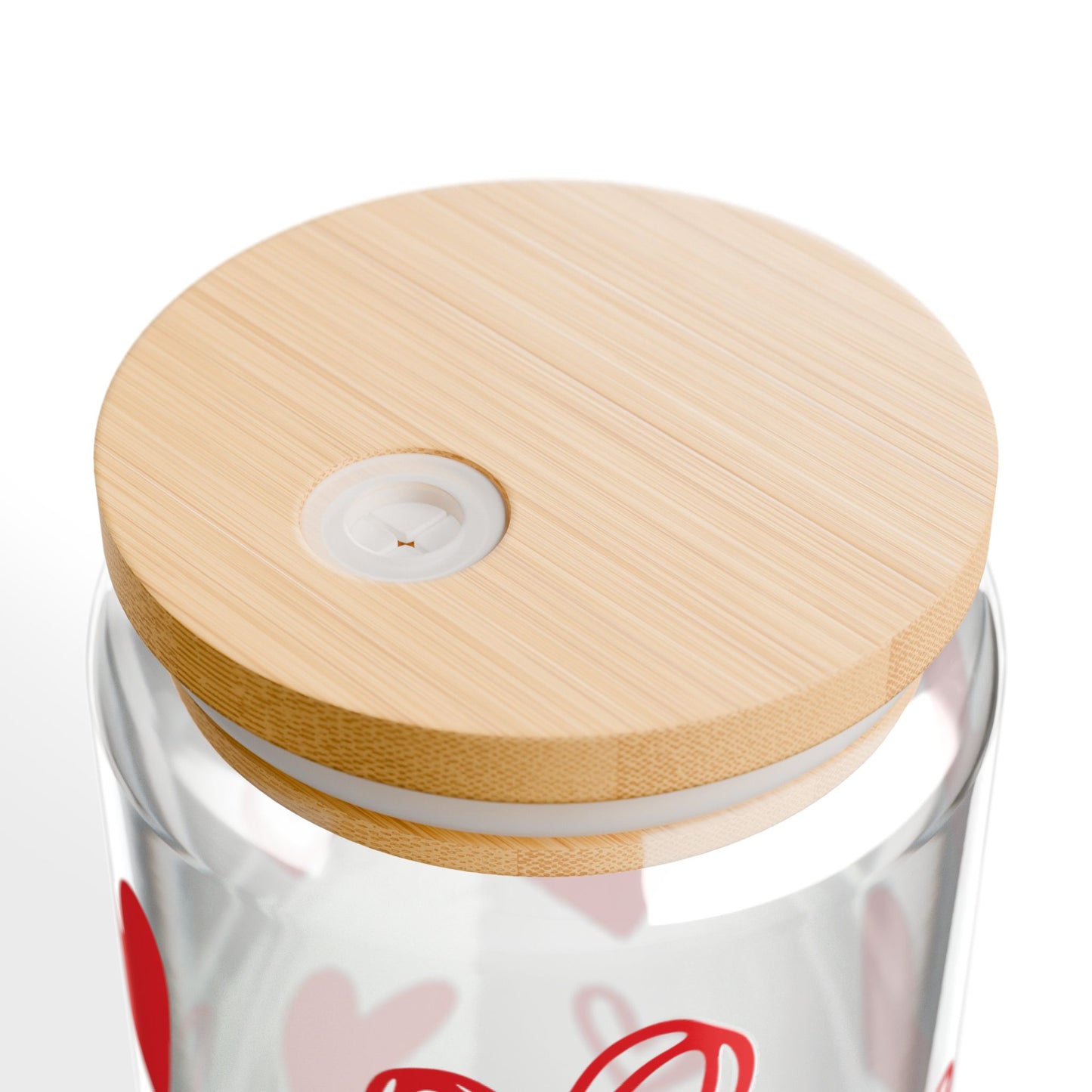 Heart Pattern Sipper Glass – 16oz Love Glass with Straw