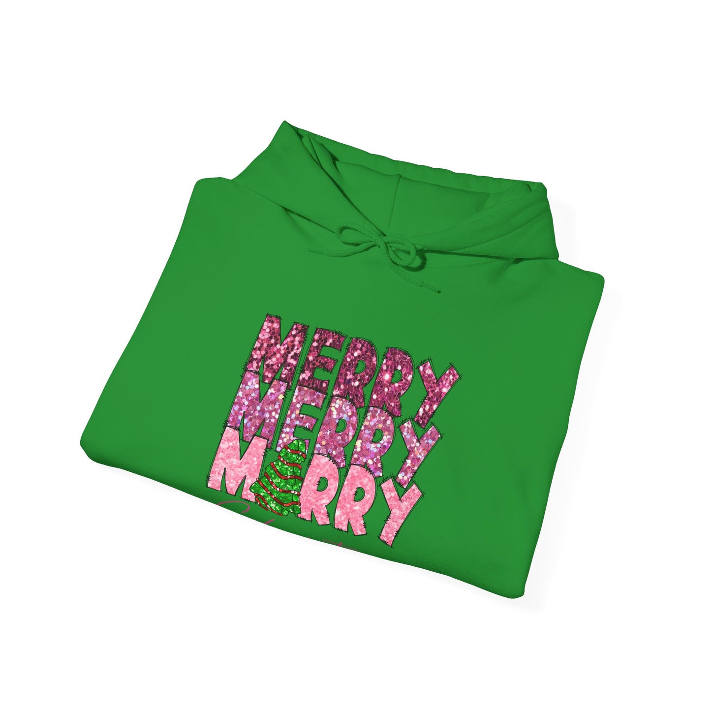 Merry Merry Merry Christmas Hoodie — Festive Floral Holiday Sweatshirt