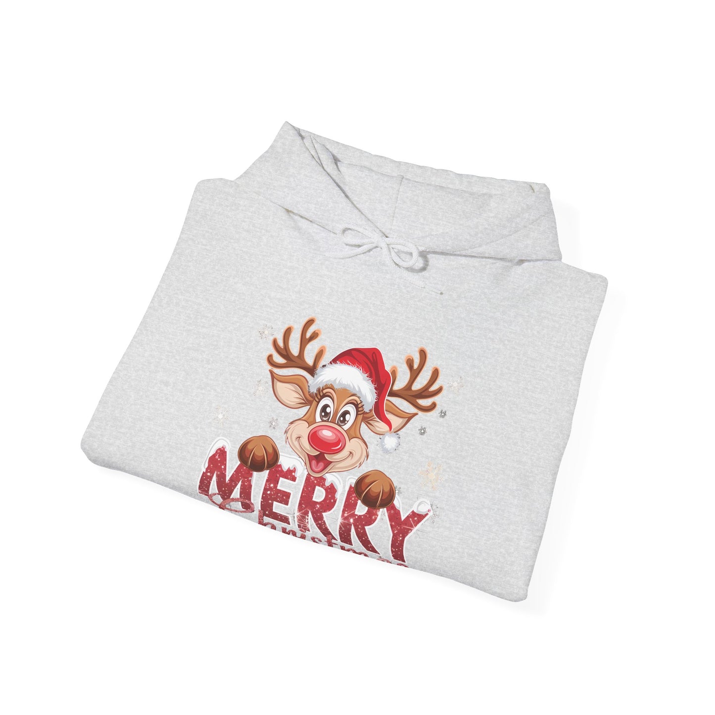 Christmas Reindeer Hoodie - 'Merry Christmas' Cute Santa Reindeer Holiday Sweatshirt