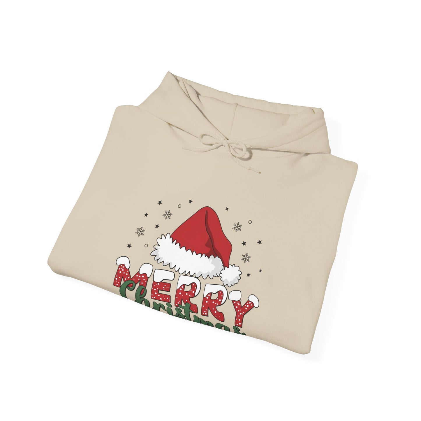 Christmas Hoodie - 'Merry Christmas' Santa Hat Holiday Sweatshirt