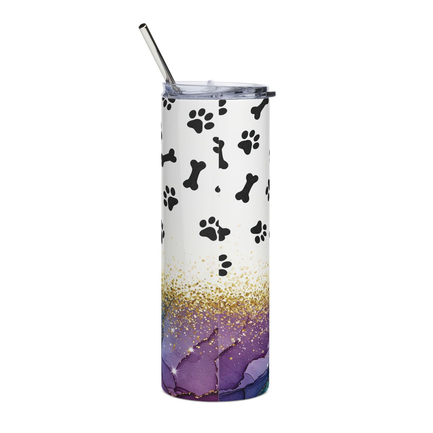 Dog Mom Tumbler — 20oz Stainless Steel Insulated Travel Cup with Paw & Bone Design