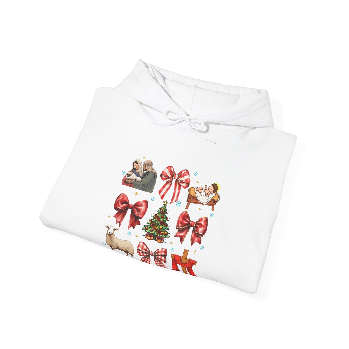 Christmas Bow & Reindeer Hoodie — Festive Holiday Graphic Sweatshirt