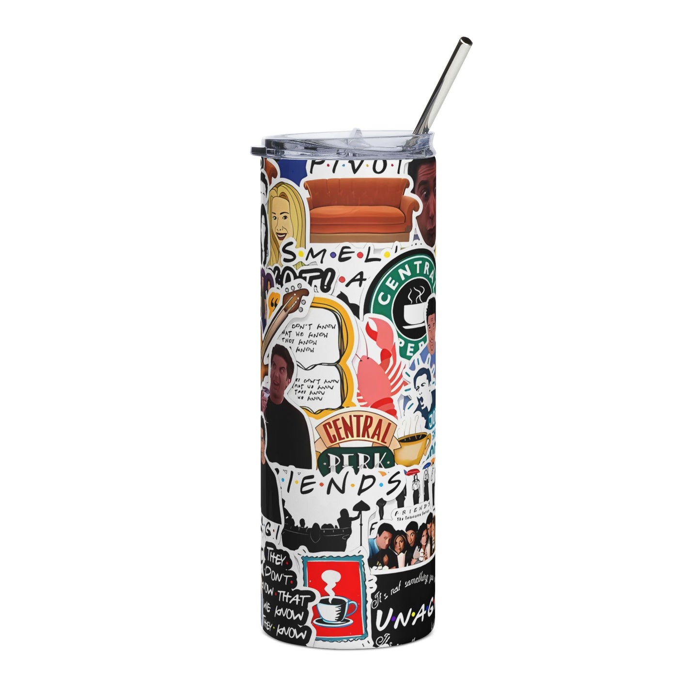 20oz Stainless Steel Tumbler — Pop Culture Sticker Collage Travel Cup