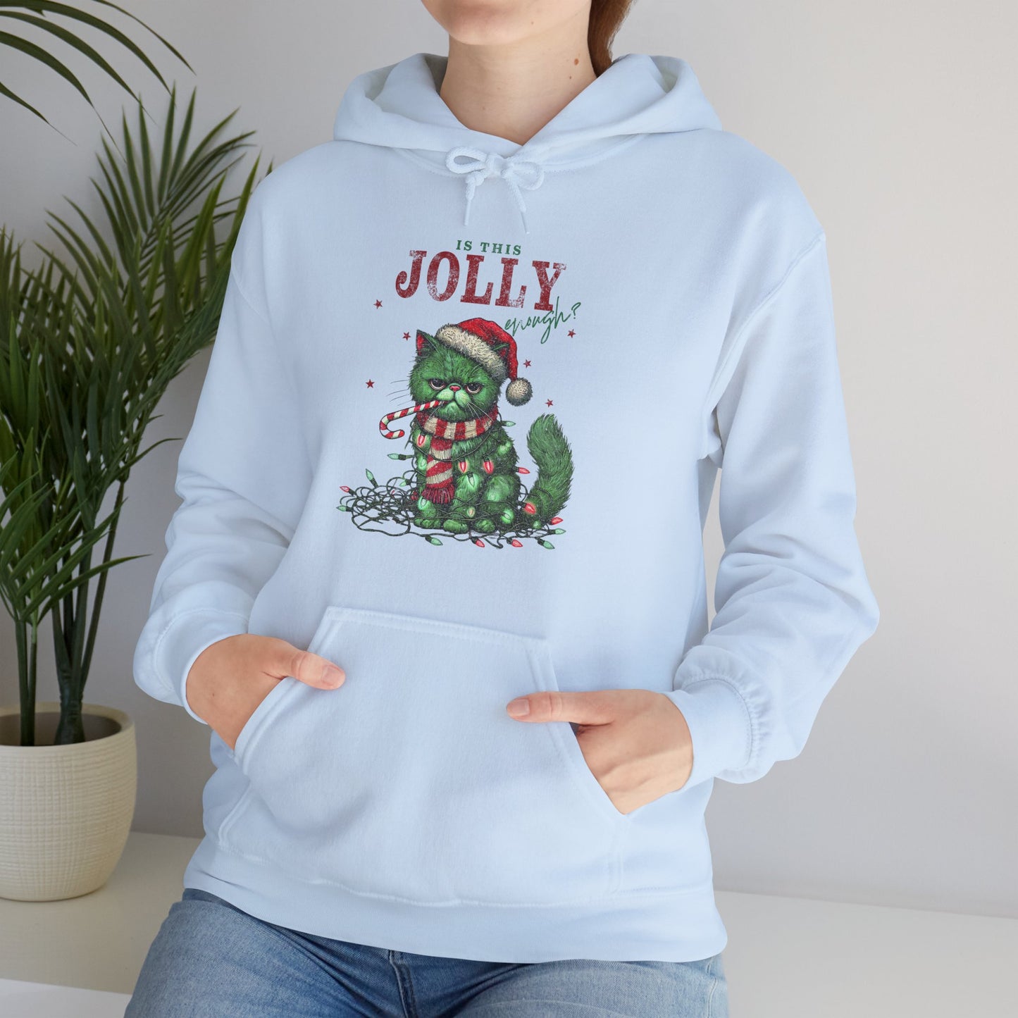Holiday Dino Hoodie - "Be Jolly" Cute Christmas T-Rex Sweatshirt