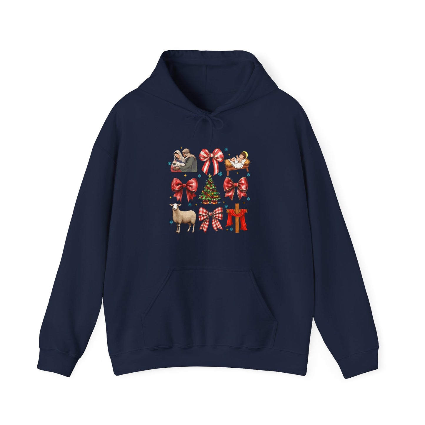 Christmas Bow & Reindeer Hoodie — Festive Holiday Graphic Sweatshirt