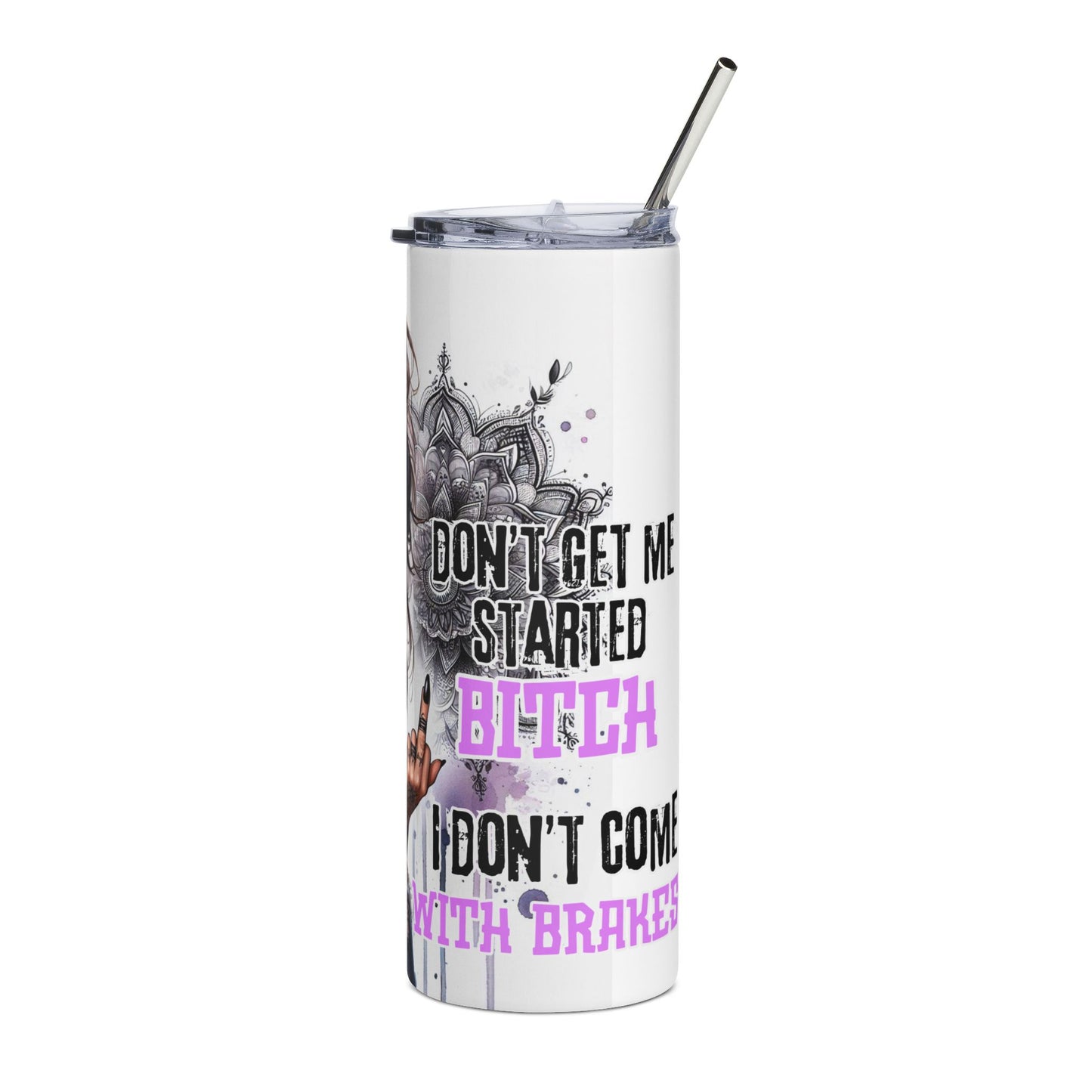 20oz Stainless Steel Tumbler — Edgy Floral Girl Graphic Travel Cup