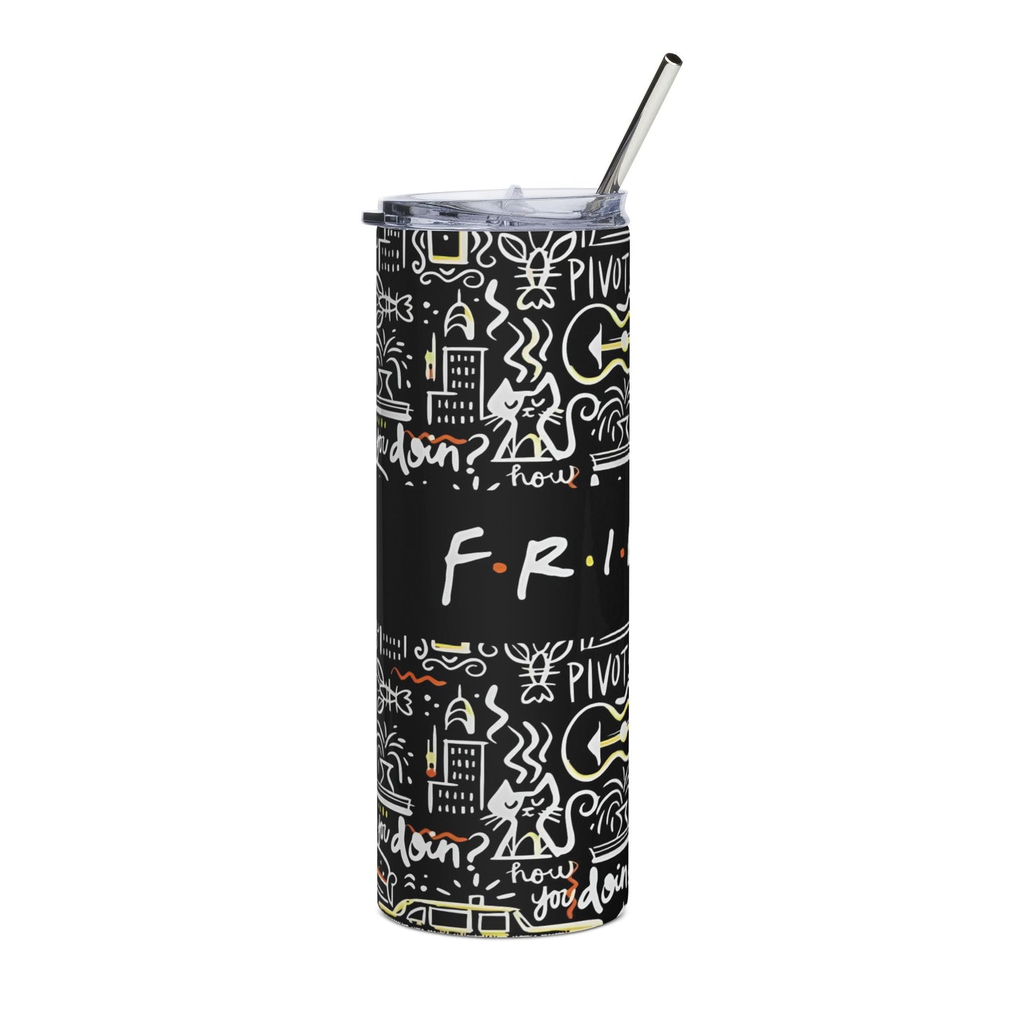 Friends TV Show Stainless Steel 20oz Tumbler — 'F.R.I.E.N.D.S' Doodle Design