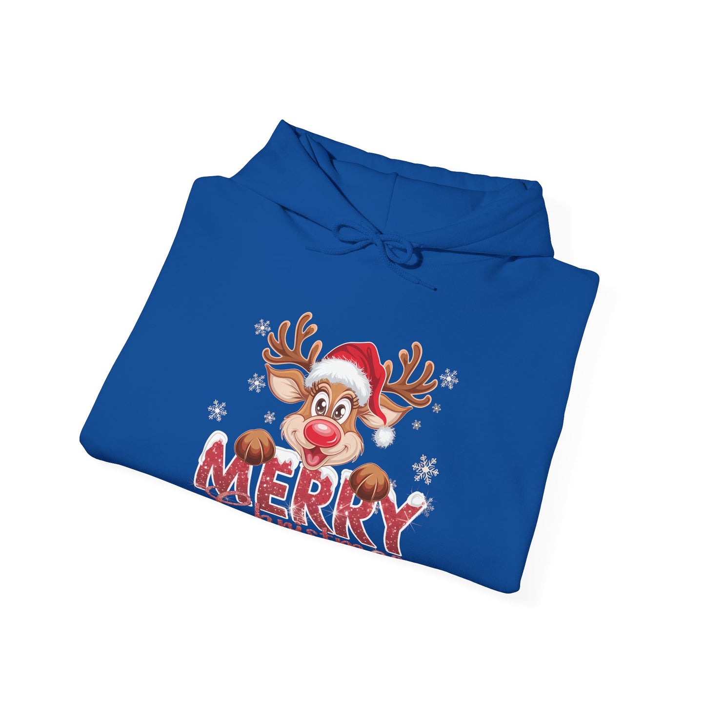 Christmas Reindeer Hoodie - 'Merry Christmas' Cute Santa Reindeer Holiday Sweatshirt