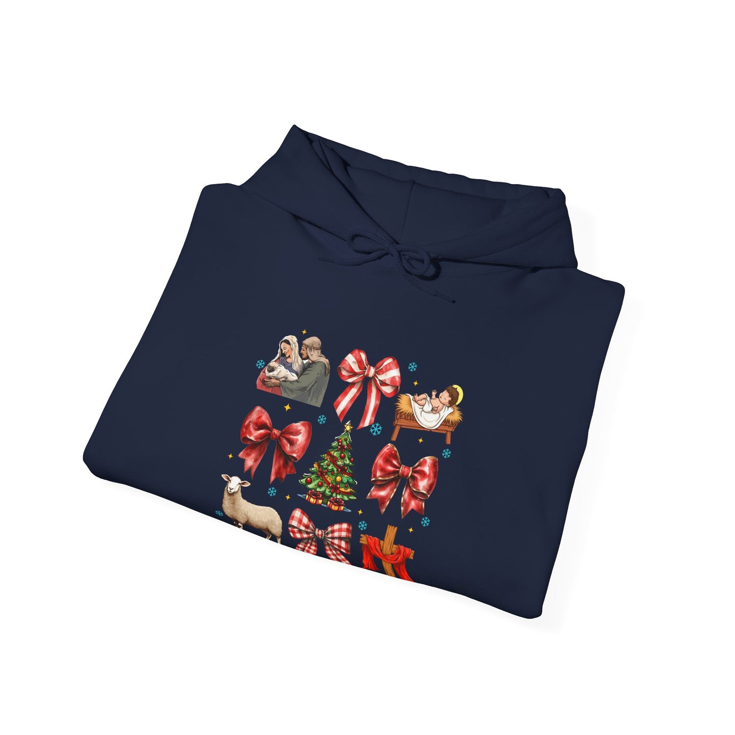 Christmas Bow & Reindeer Hoodie — Festive Holiday Graphic Sweatshirt