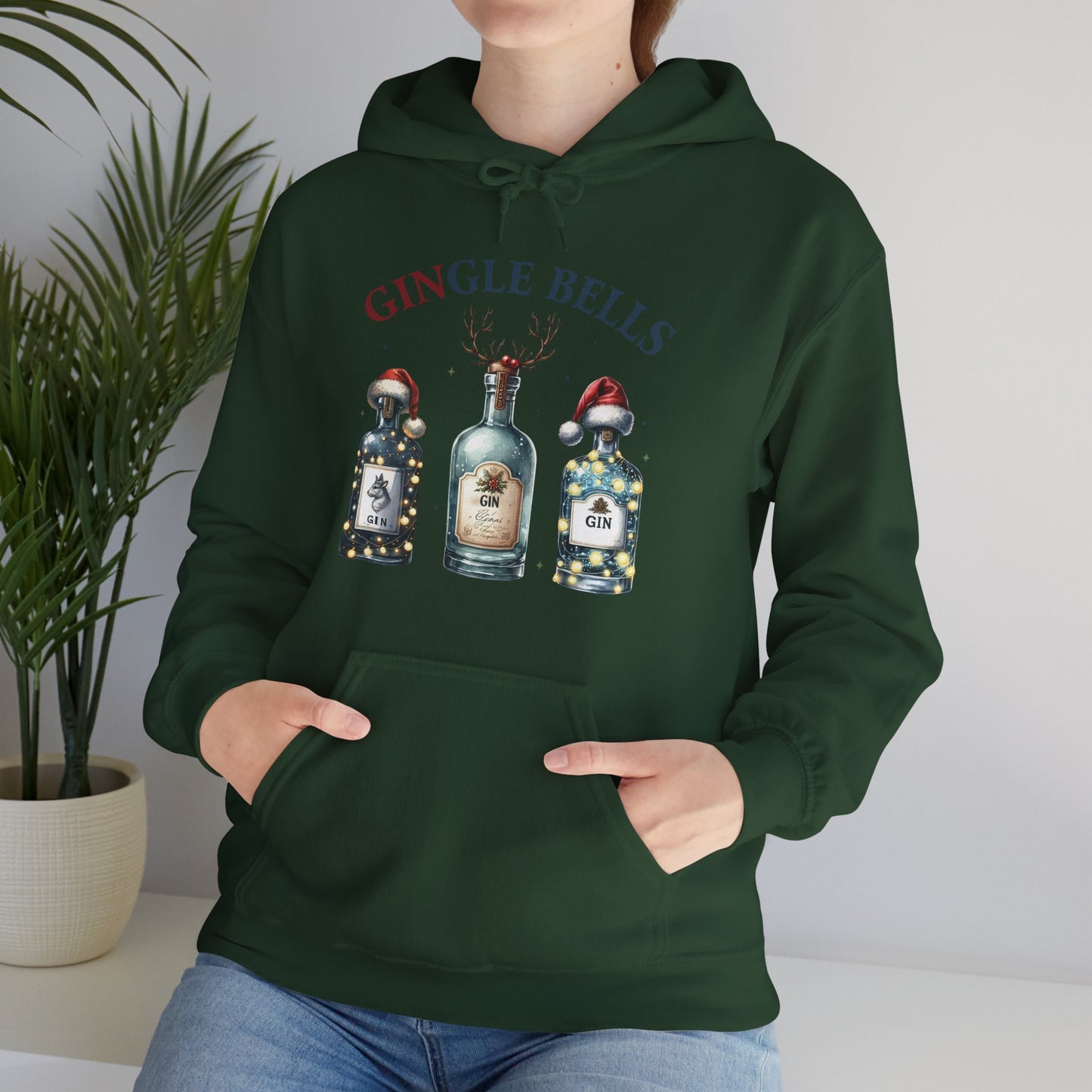 Hoodie — "Gingle Bells" Festive Bottle Christmas Hooded Sweatshirt