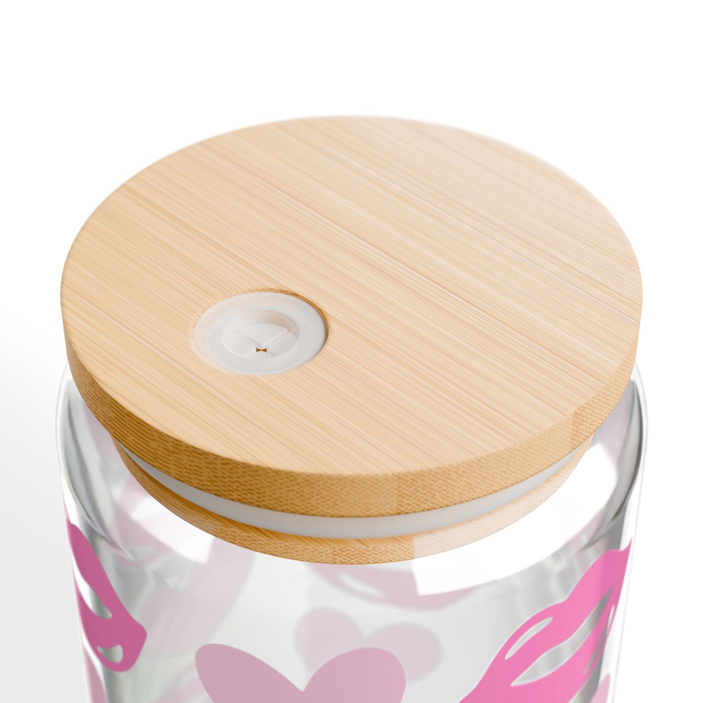 Kiss & Hearts Sipper Glass — 16oz Pink Lip Print Tumbler with Straw