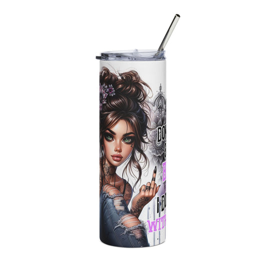 20oz Stainless Steel Tumbler — Edgy Floral Girl Graphic Travel Cup