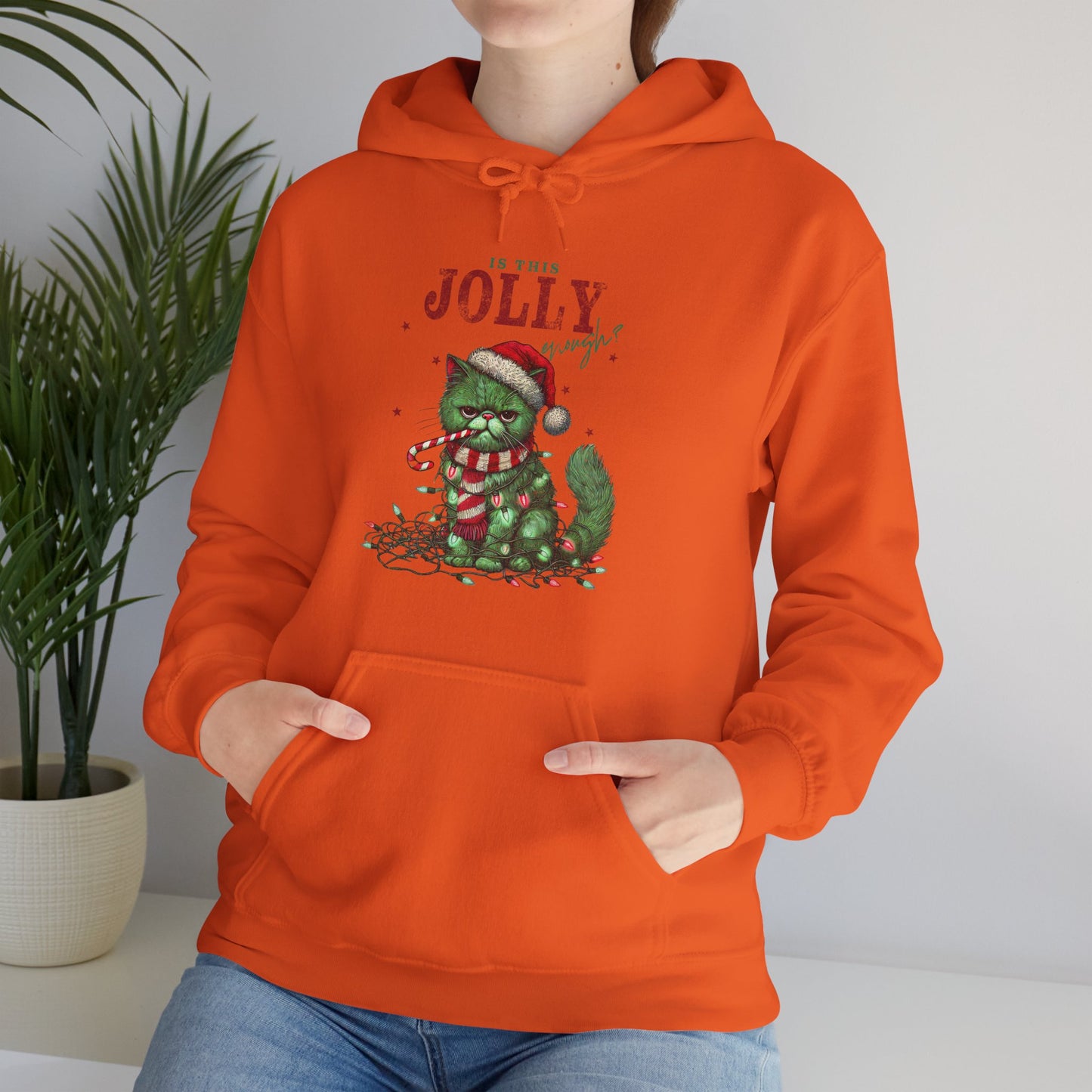 Holiday Dino Hoodie - "Be Jolly" Cute Christmas T-Rex Sweatshirt