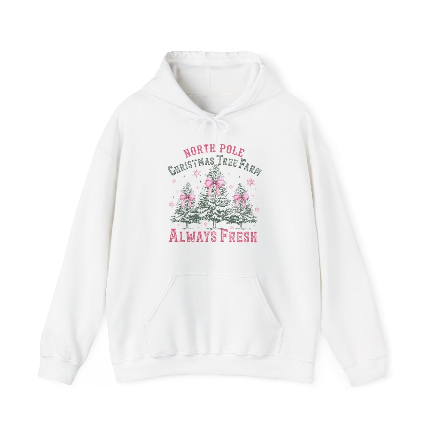 Christmas Tree Farm Hoodie - "North Pole Christmas Tree Farm Always Fresh" Cozy Holiday Pullover