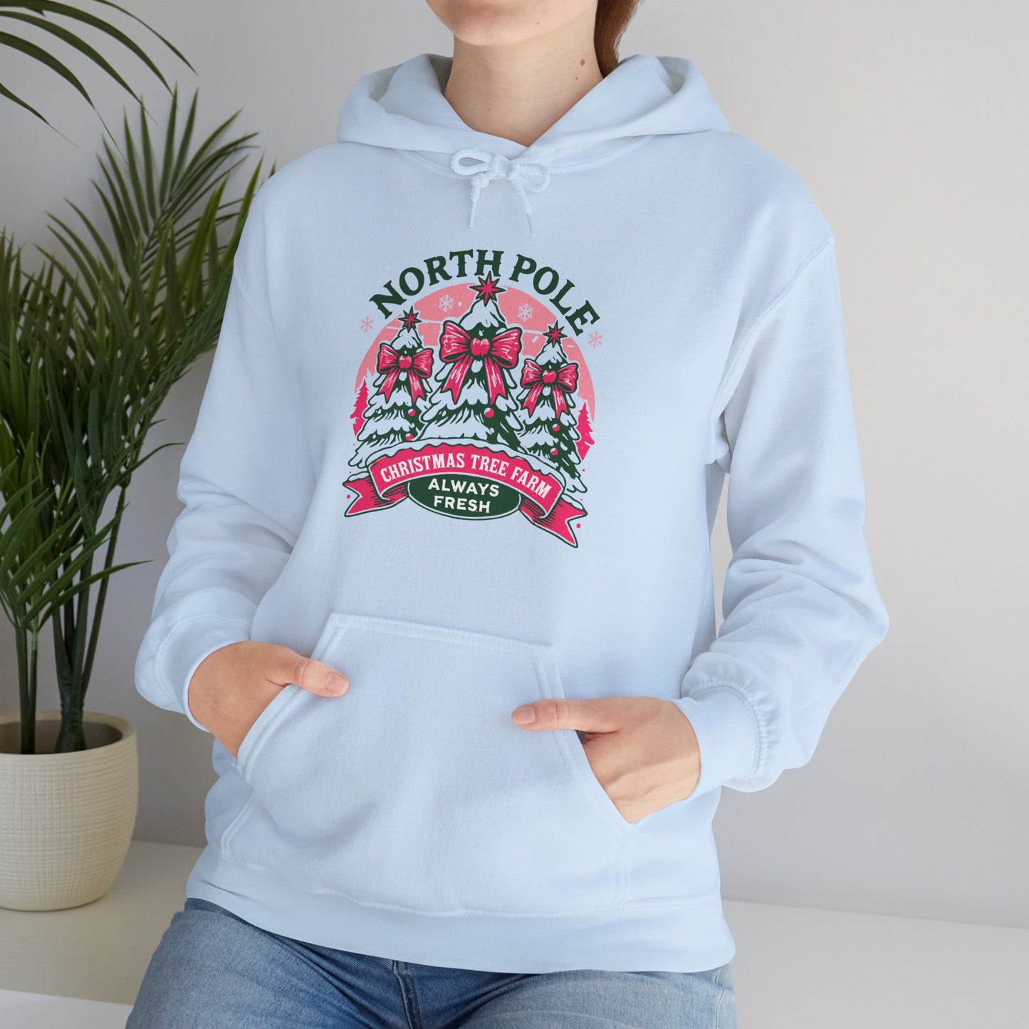North Pole Christmas Tree Farm Hoodie - Vintage Holiday Winter Sweatshirt