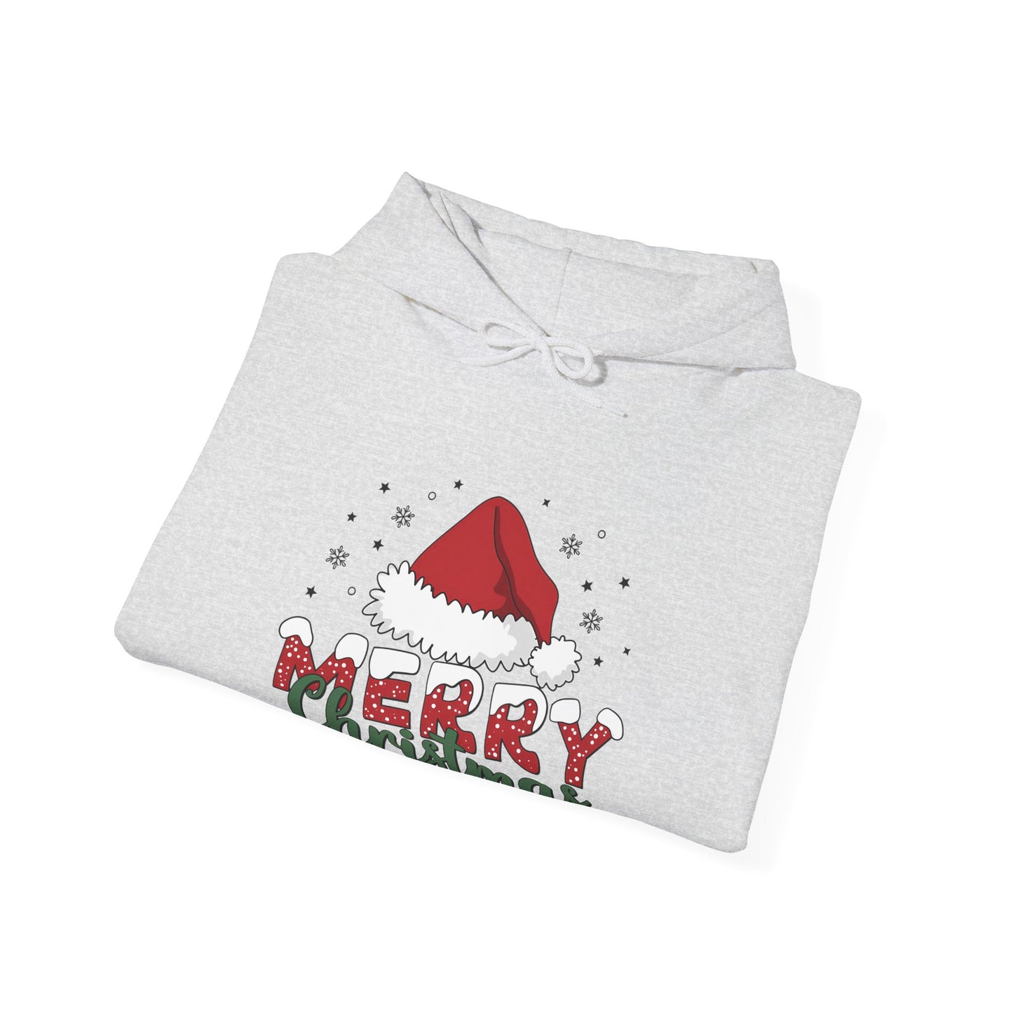 Christmas Hoodie - 'Merry Christmas' Santa Hat Holiday Sweatshirt