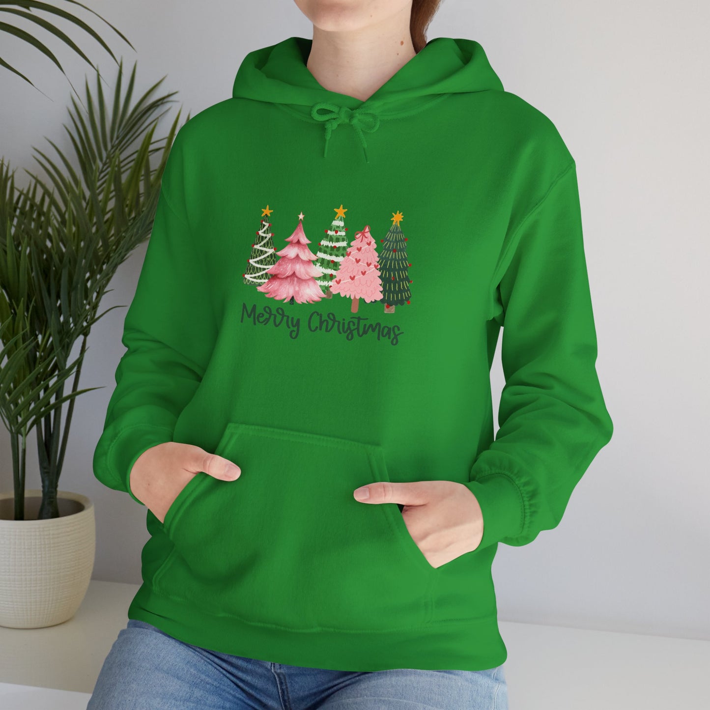 Christmas Tree Cluster Hoodie – "Merry Christmas" Festive Holiday Sweatshirt