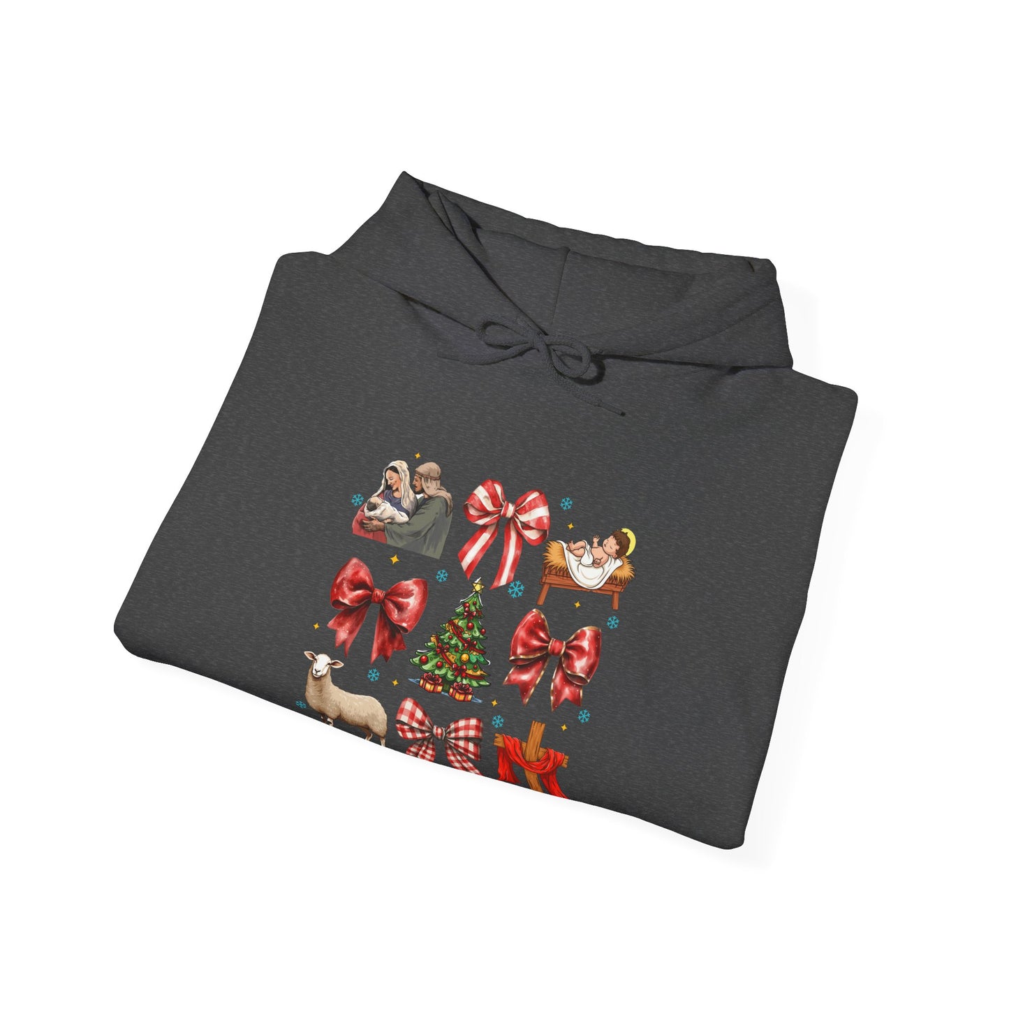 Christmas Bow & Reindeer Hoodie — Festive Holiday Graphic Sweatshirt
