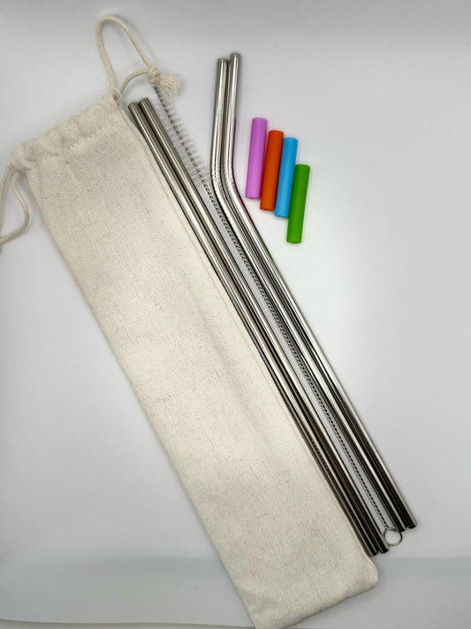 Stainless Steel Straw and Cleaner Set with Pouch
